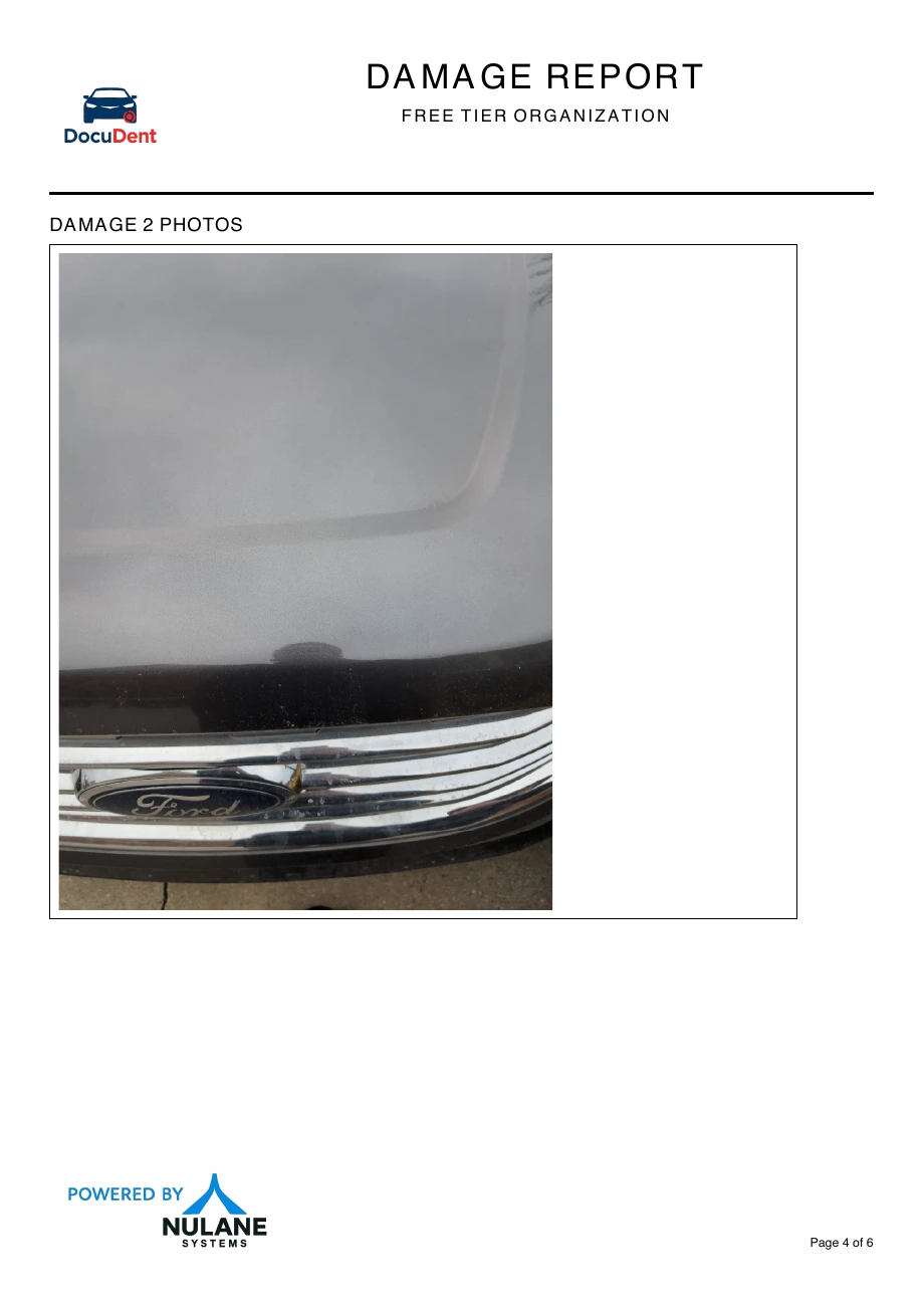 Sample report page 4: Supporting hood photograph.